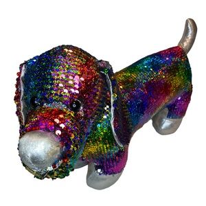 Dan Dee DACHSHUND Sequin Flip Plush Large RAINBOW Weiner Dog Stuffed Animal